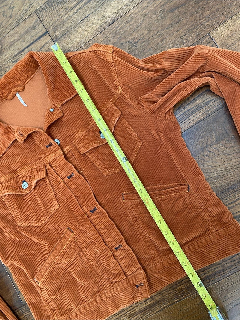 Free People Nelson Corduroy Trucker Jacket, rust orange/terracotta, size M - Picture 10 of 13